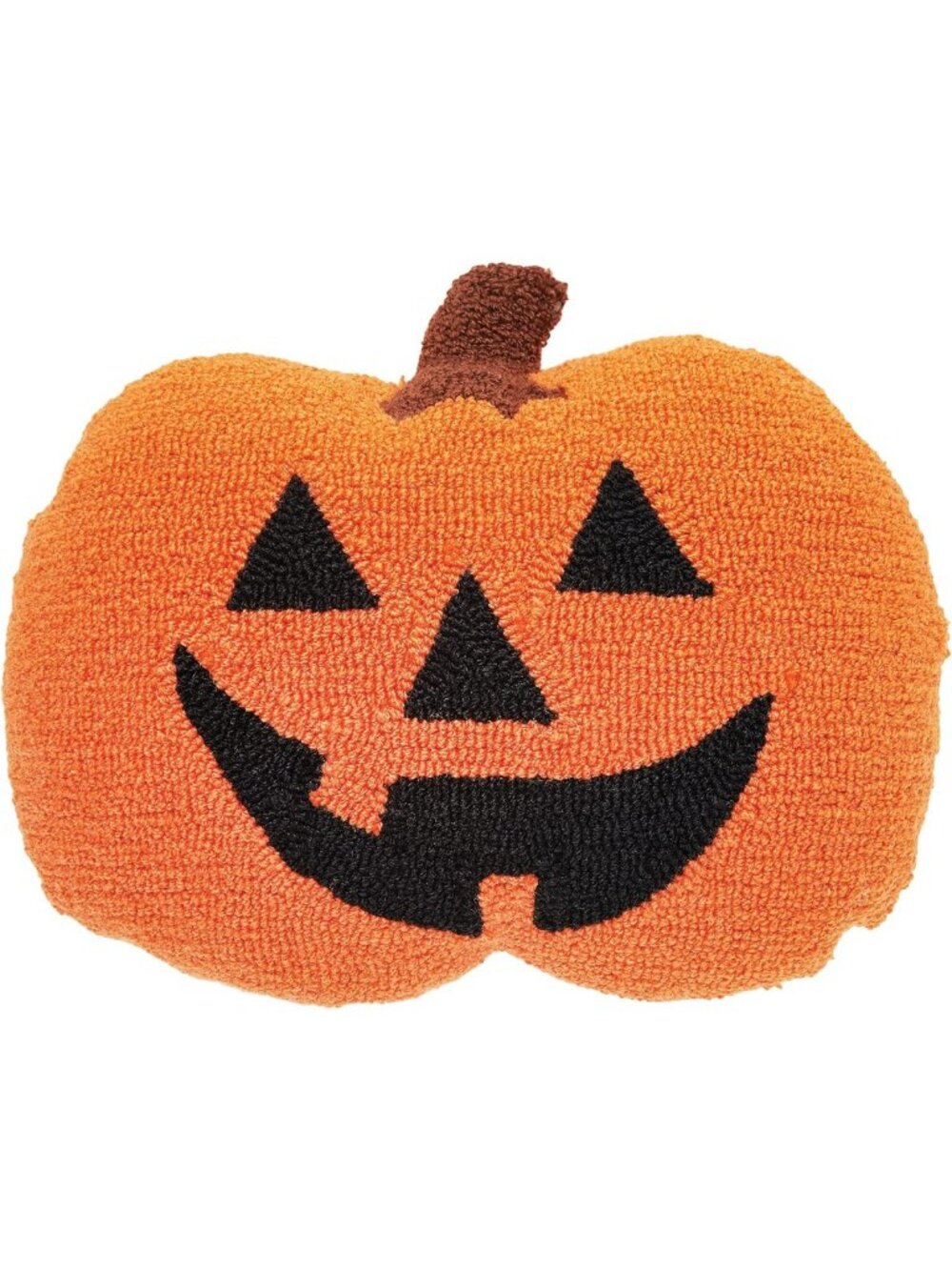 Halloween Pumpkin Shaped Hooked Accent Pillow - 16" x 18" Decorative Throw